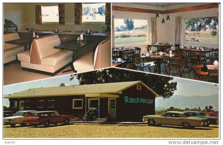 Ranchester WY Wyoming, Ranch House Restaurant Interior &amp; Exterior Views, Autos, On C1960s Vintage Postcard - Otros & Sin Clasificación