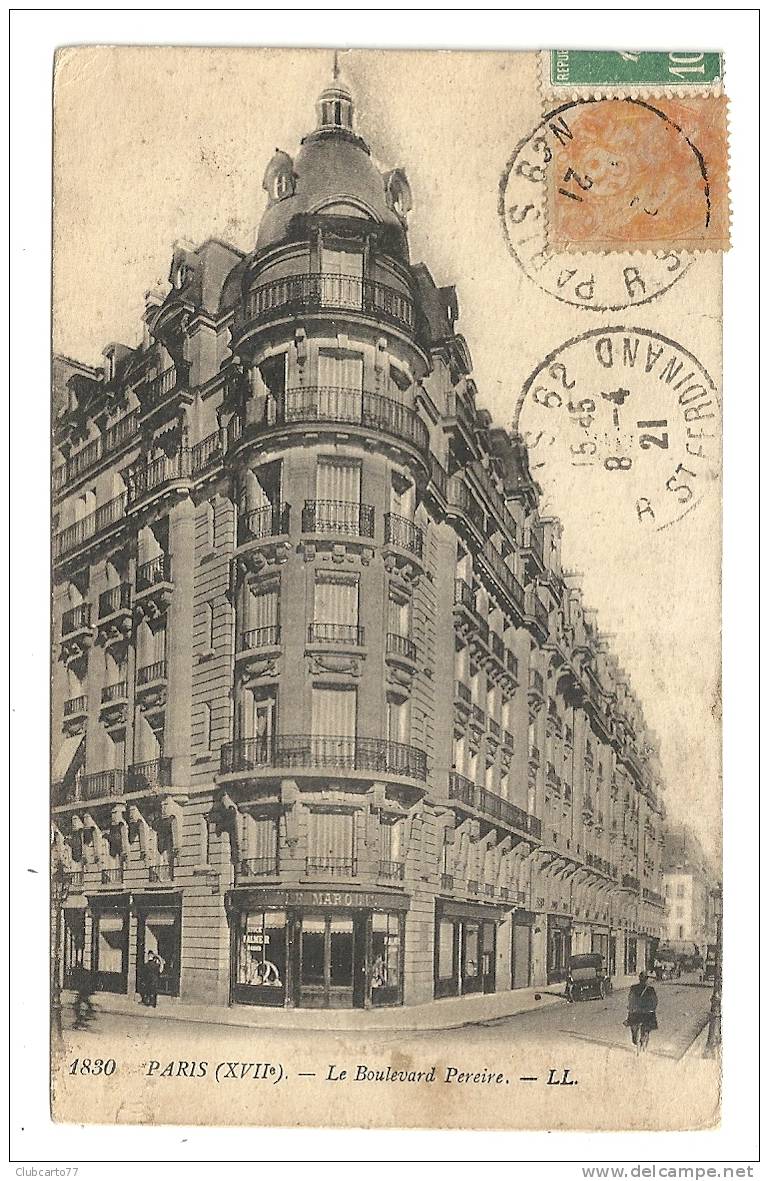 Paris 17ème Arr  (75) : Magasin "Le Marquis" Boulevard Pereie En 1921 (animée). - Arrondissement: 17