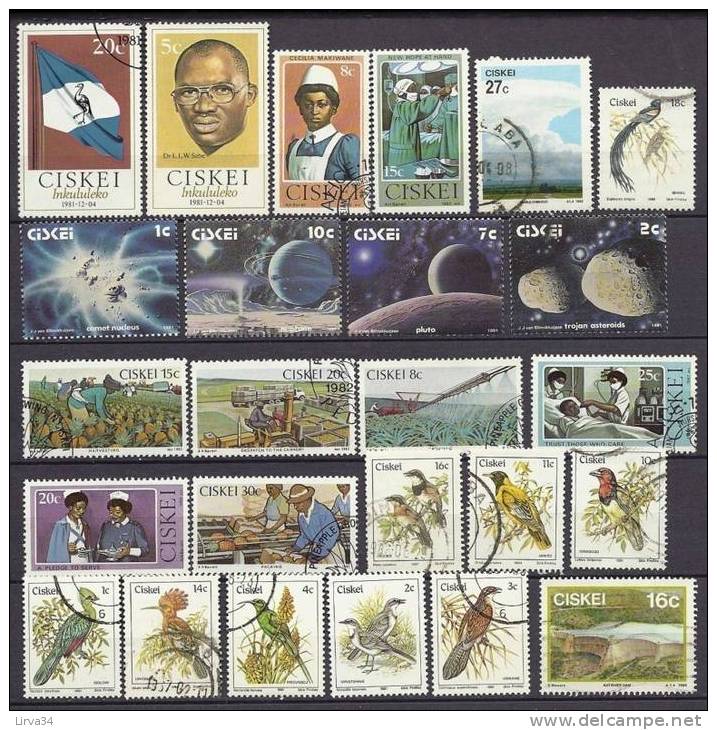 LOT DE 25 TIMBRES ANCIENS DE CISKEI- NEUFS ET OBLITERÉRÉS- CULTURE DES ANANAS- OISEAUX- ESPACE - Ciskei