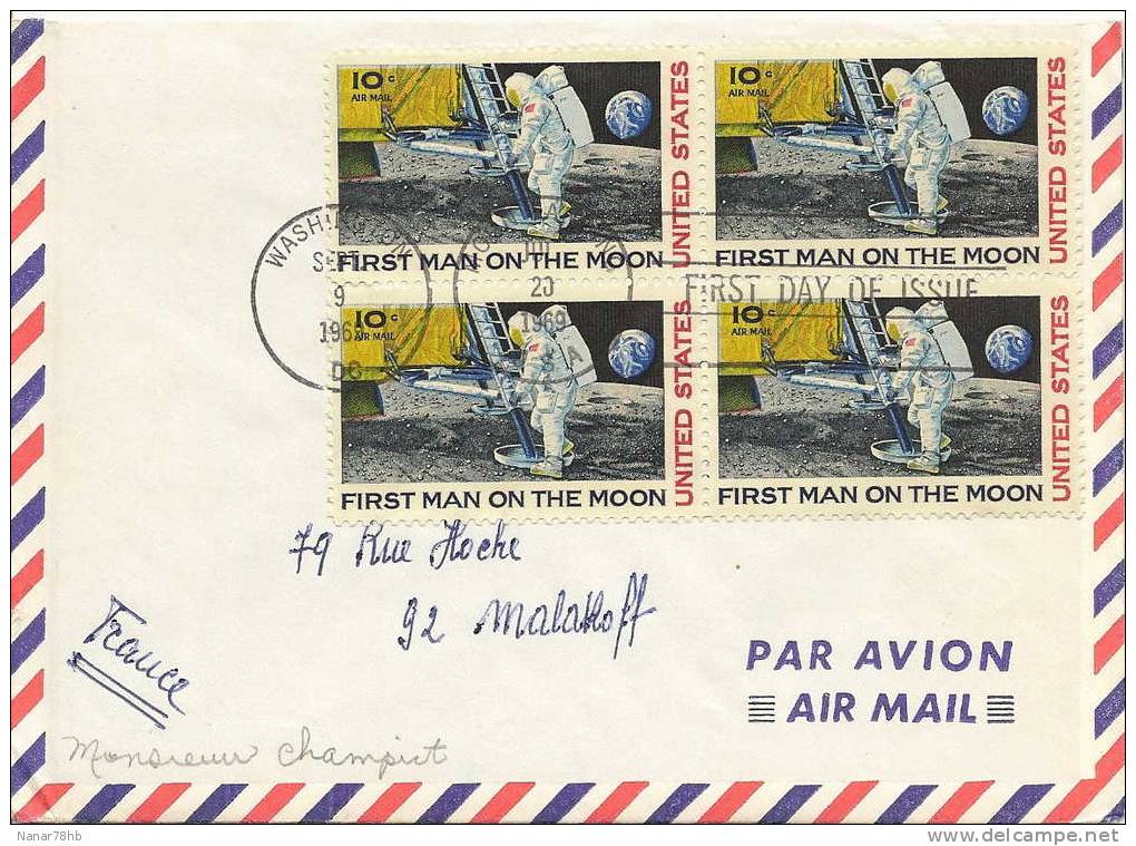 (d) FDC First Man On The Moon (bloc De 4 Timbres) - 1961-1970