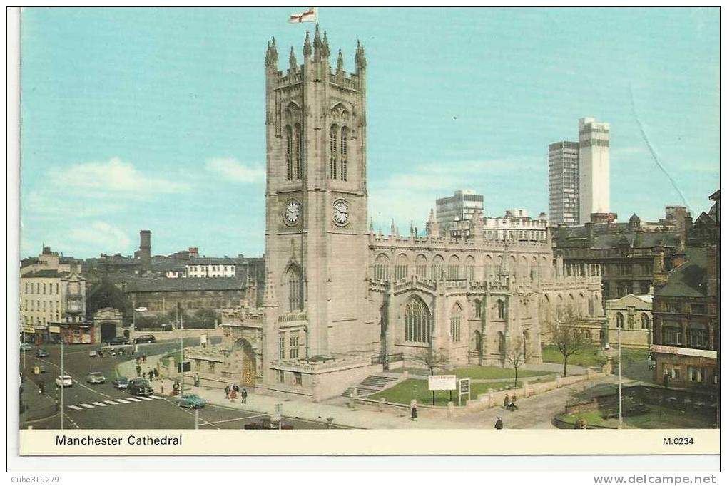 POSTCARD  UNITED KINGDOM   1973 - MANCHESTER - THE CATHEDRAL FLOWN  1973 FROM MANCHESTER   TO ANDORRA -11/6/1973 - Manchester