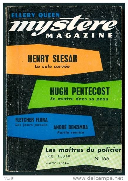 OPTA ELLERY QUEEN, MYSTERE MAGAZINE, N° 166 (1961) Henry Slesar, Hugh Pentecost, Fletcher Flora, André Benzimra - Opta - Ellery Queen Magazine