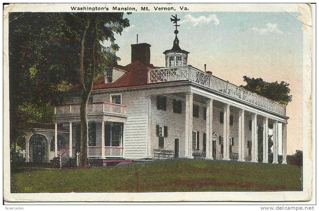 WASHINGTON´S MANSION , MT. VERNON, Va, 1919 (2 Scans) - Richmond