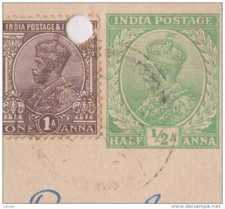 Br India King George V, Postal Card, Sent To France India As Per The Scan - 1911-35 King George V