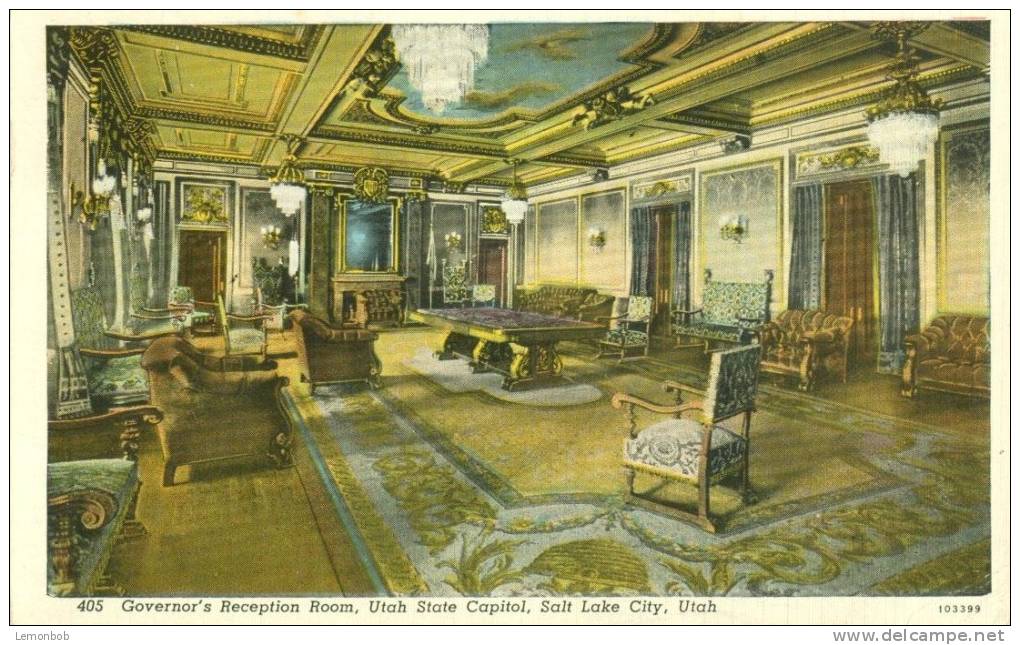 USA – United States – Governor's Reception Room, Utah State Capitol, Salt Lake City 1940 Used Postcard [P4283] - Salt Lake City