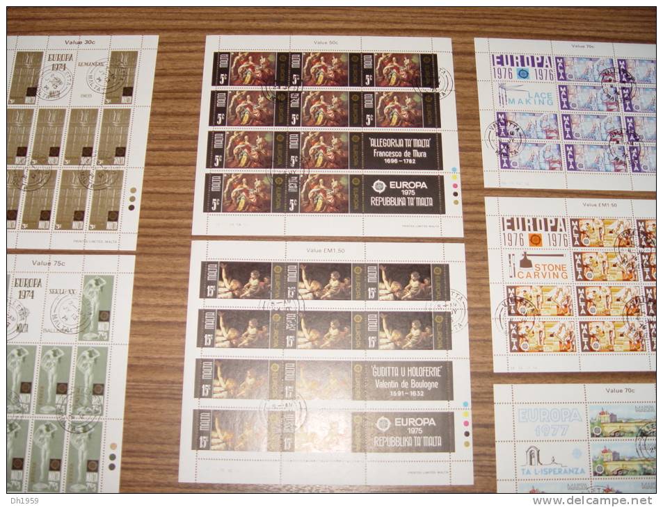 LOT DE 14  EUROPA CEPT MINI FEUILLETS KLEINBOGEN (o) MALTA  ISLE OF MAN GUERNSEY  SHEETS - Collezioni