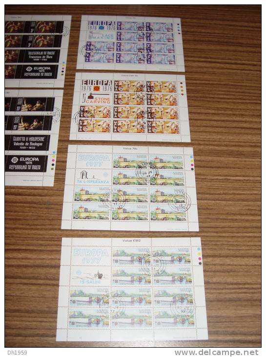 LOT DE 14  EUROPA CEPT MINI FEUILLETS KLEINBOGEN (o) MALTA  ISLE OF MAN GUERNSEY  SHEETS - Collections