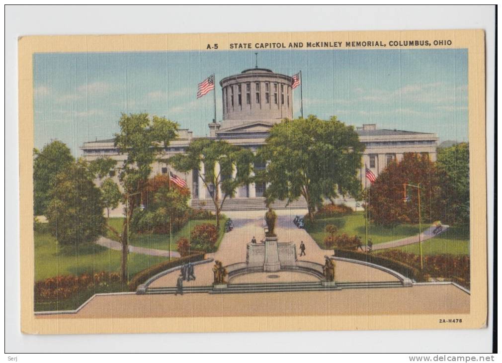 STATE CAPITOL AND McKINLEY MEMORIAL , COLUMBUS , OHIO . Old PC . USA - Columbus