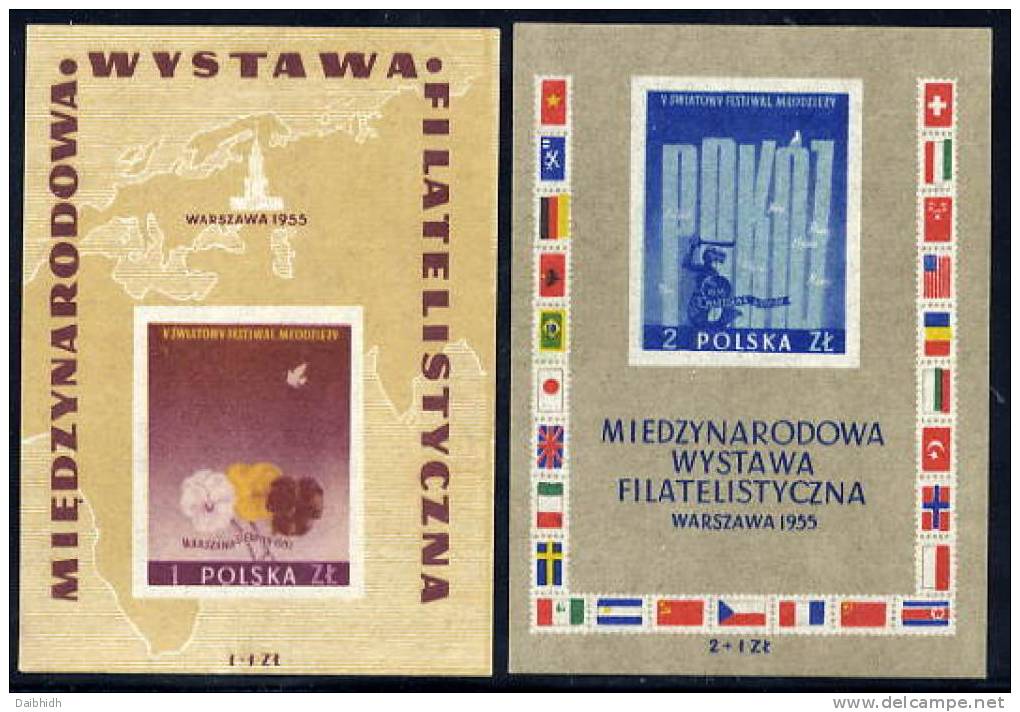 POLAND 1955 Warsaw Philatelic Exhibition  Blocks MNH / **  Michel Block 17-18 - Neufs
