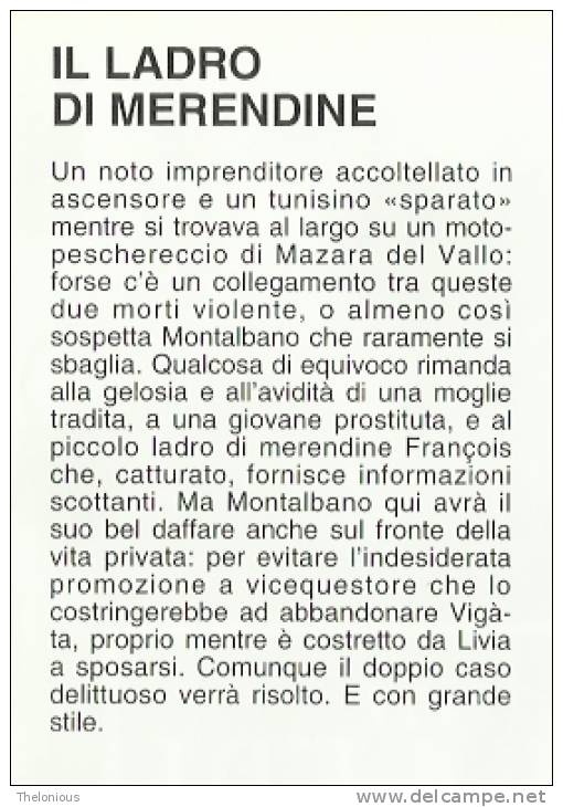 # Andrea Camilleri "Il Ladro Di Merendine" Mondadori 1999 - Policíacos Y Suspenso