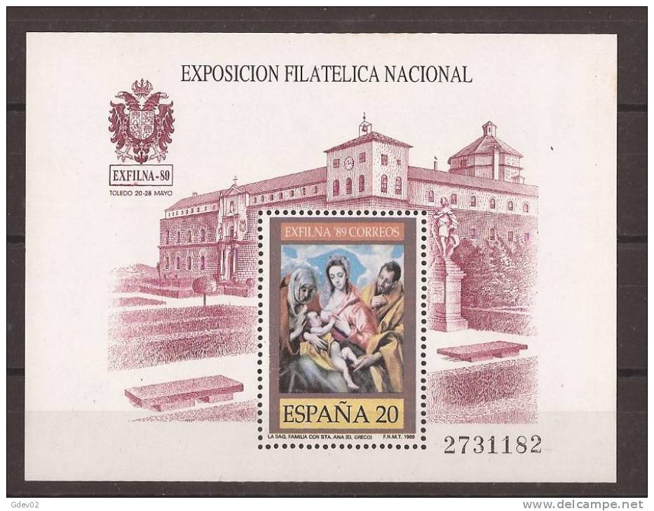 ES3012-L3919TH.España. Spain  .Espagne EXFILNA 89. GOYA Y ALCAZAR DE TOLEDO. 1989( Ed.3012**)LUJO - Blocks & Sheetlets & Panes