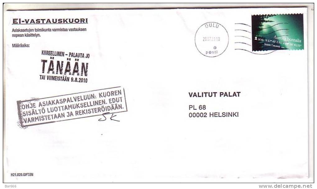 GOOD FINLAND Postal Cover 2010 - Good Stamped: Aurora Borealis - Used Stamps