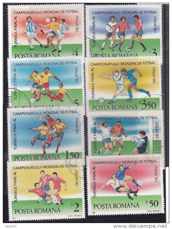 Coupe Du Monde Football,full Set 8 Stamps  1990,VFU, CTO Romania. - 1990 – Italien