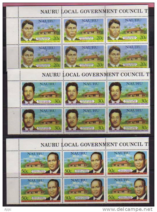 ILE NAURU. PREMIERS MINISTRES DE L´ILE.  Yv.# 221/3 NEUFS ** BLOCS DE 6. COTE 13.50 € - Nauru