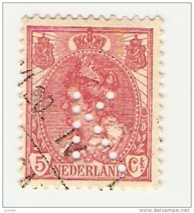 Nederland 1899  Wilhelmina 5c (o) Perfin K - Usados