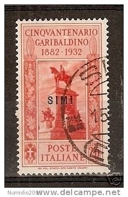 1932 SIMI GARIBALDI 2,55 LIRE USATO - RR2029 - Ägäis (Simi)