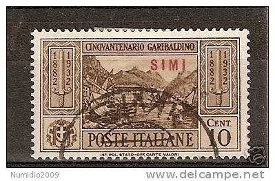 1932 SIMI GARIBALDI 10 CENT USATO - RR2029 - Aegean (Simi)