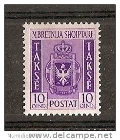 1940 ALBANIA SEGNATASSE 10 Q MH * - RR2132 - Albanie