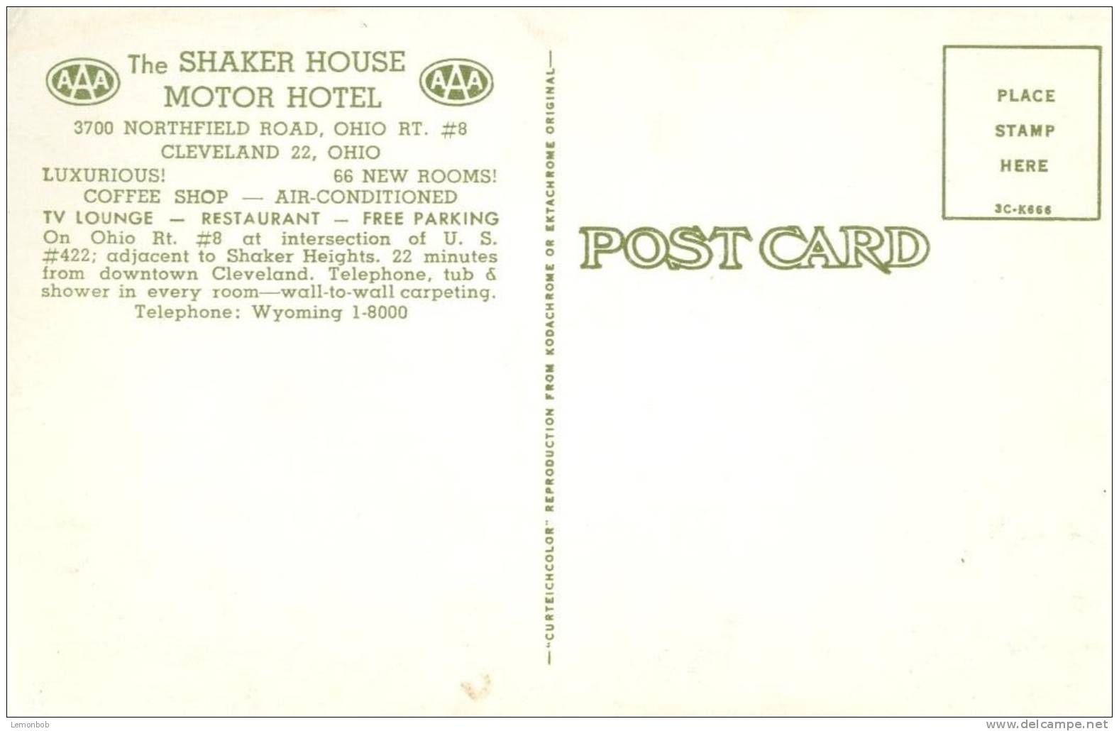 USA – United States – The Shaker House Motor Hotel, Cleveland, Ohio, Unused Postcard [P4371] - Cleveland