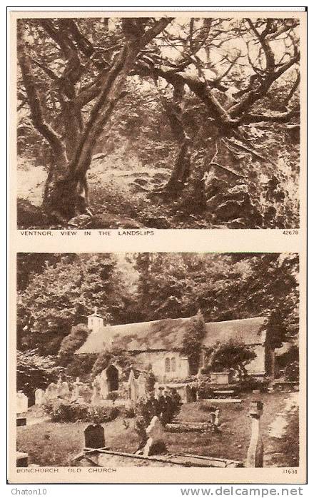 VENTNOR, View In The Landslips - BONCHURCH. Old Church (carte Bon état) - Ventnor