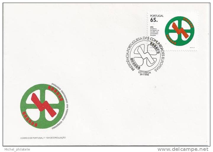 Premier Jour, Portugal, Présidence Portugaise Des Communautés Européennes - Storia Postale