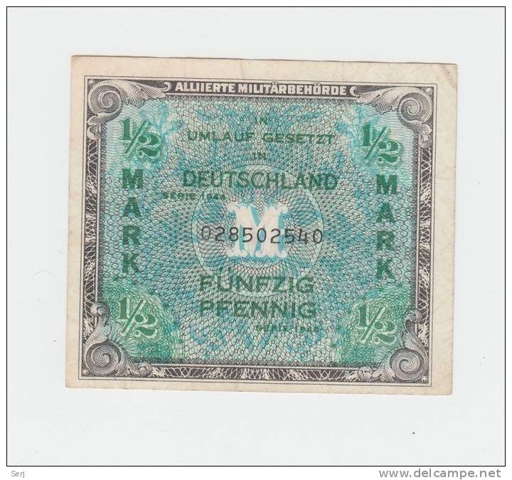 GERMANY ALLEMAGNE 1/2 MARK 1944 VF++ CRISP P 191a 191 A - 1/2 Mark