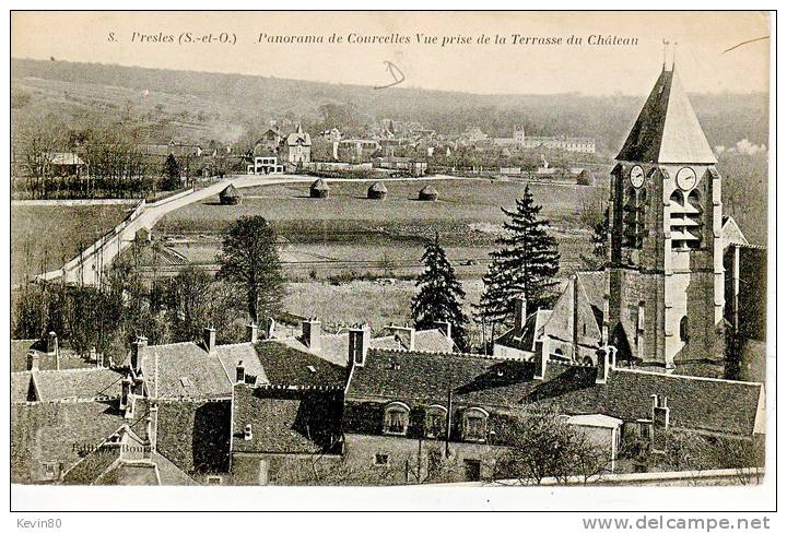 95 PRESLES Panorama De Courcelles Vue Prise De La Terrasse Du Château - Presles
