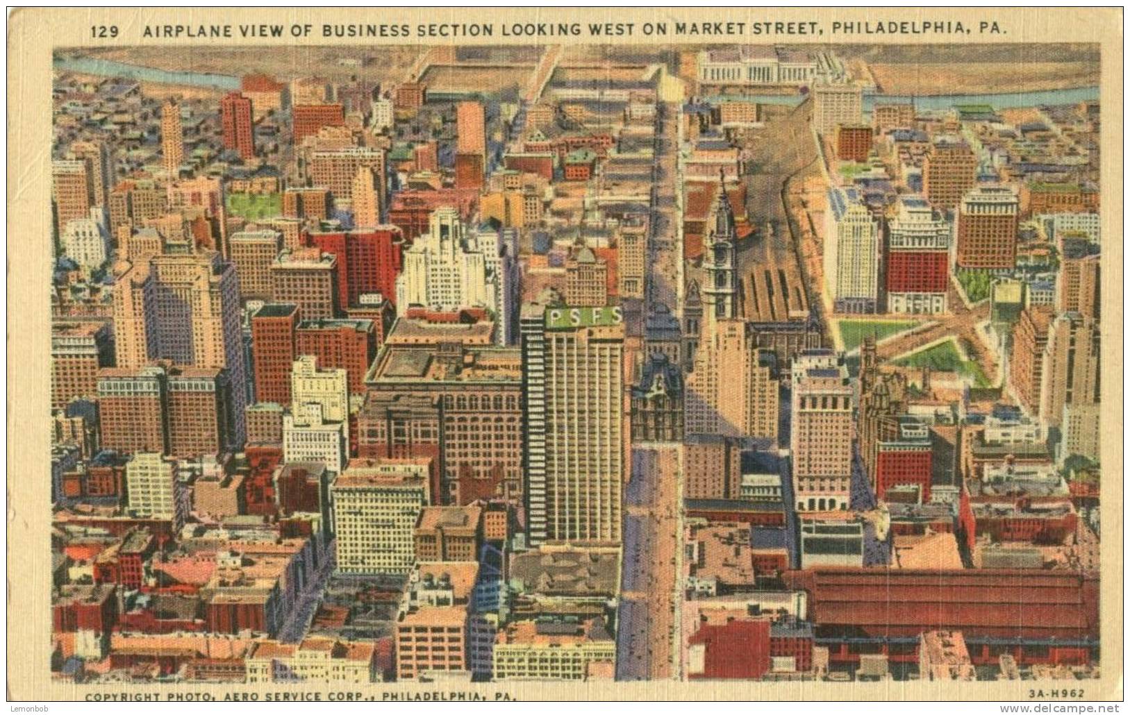 USA – United States – Airplane View Of Business Section, Philadelphia, Pa, 1953 Used Linen Postcard [P4766] - Philadelphia