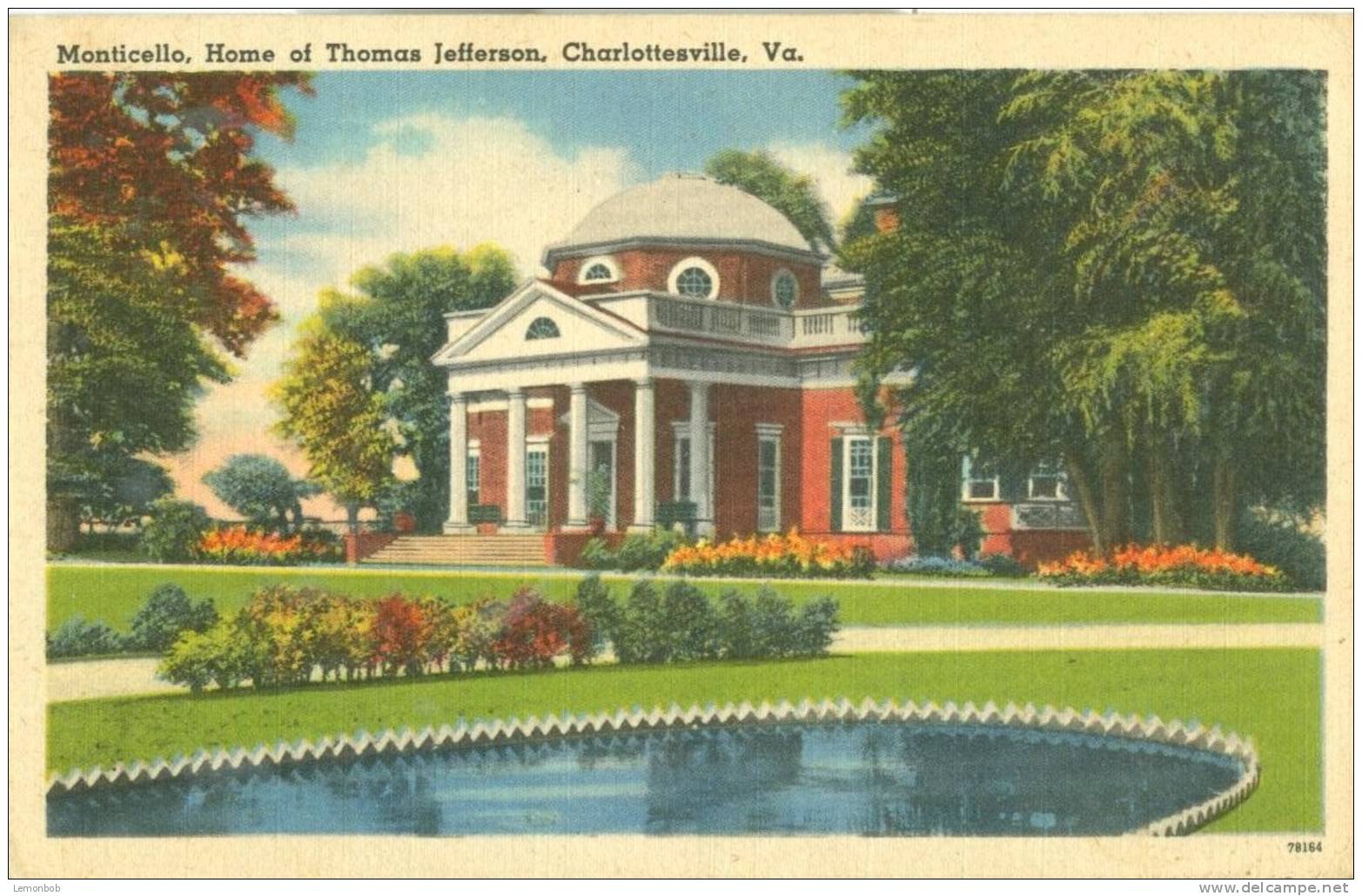 USA – United States – Monticello, Home Of Thomas Jefferson, Charlottesville, Va, 1953 Used Linen Postcard [P4770] - Other & Unclassified