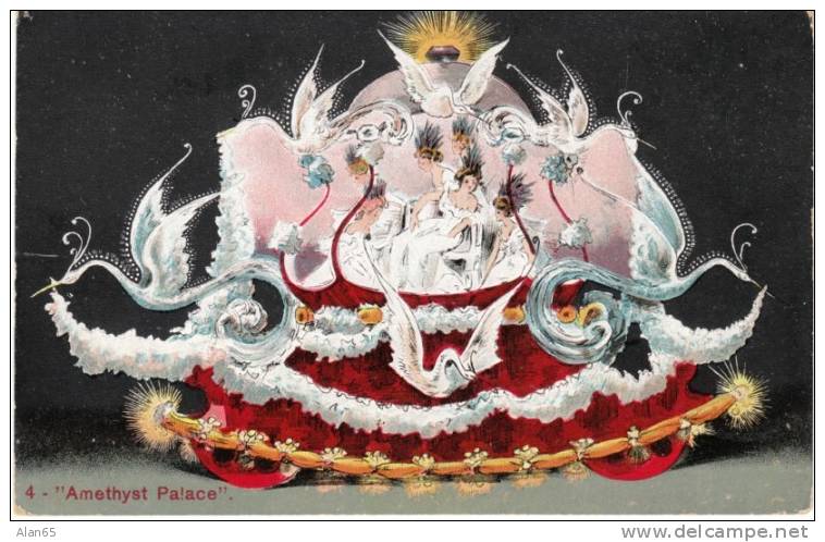 1909 Kansas City MO Priests Of Pallas Parade Float, Amethyst Palace, Women Birds, On C1909 Vintage Postcard - Kansas City – Missouri