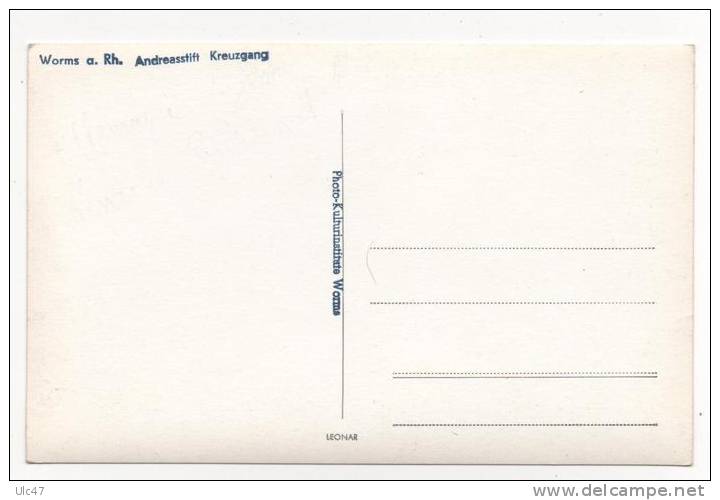 - Worms A Rh.  Andrreasstift  Kreuzgang - Carte Photo - Scan Verso - - Worms