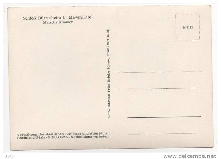 - SchloB Bürresheim B. Mayen/Eifel - Marschallzimmer - Scan Verso - - Mayen