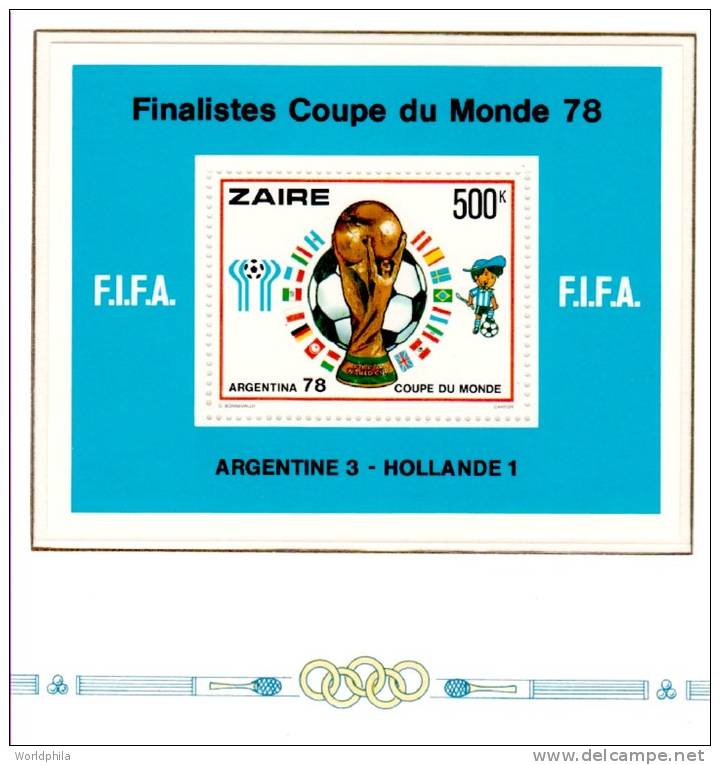 Zaire Kongo Full Set+2 MS MNH Football / Soccer . ARGENTINA`78 WORLD CUP 1978 - 1978 – Argentine