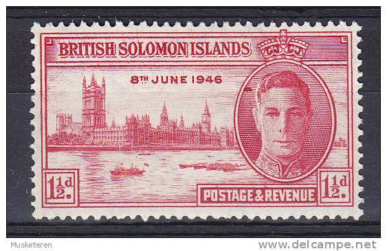 British Solomon Islands 1946 Mi. 73    1½ P ERROR VARIETY "Red Spot At Head" Of King George VI. Victory MH* - Salomonen (...-1978)