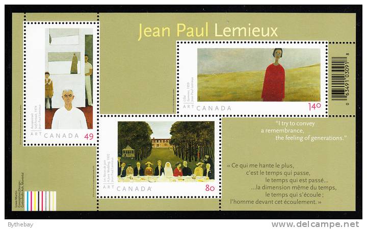 Canada MNH Scott #2068 Souvenir Sheet Of 3 49c, 80c And $1.40 Jean Paul Lemieux Paintings - Neufs