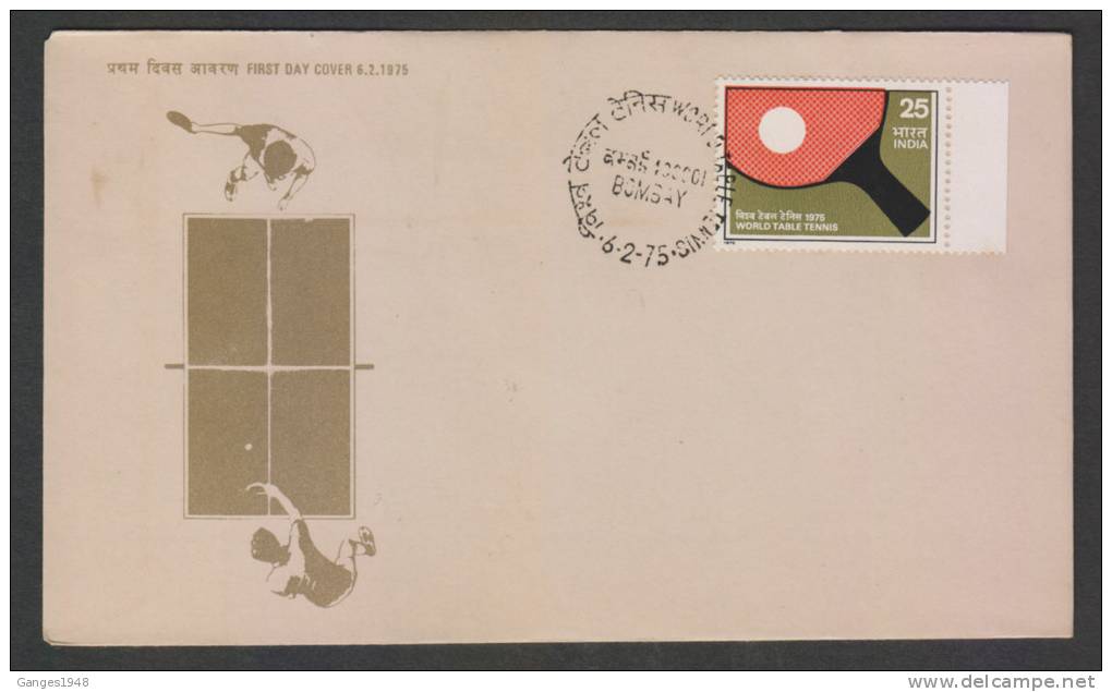 India 1975 WORLD TABLE TENNIS  BOMBAY BUREAU FDC  #25556 Indien Inde - Tennis De Table