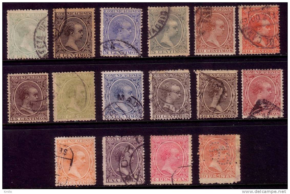 Ed 213-228 Alfonso XIII Pelón Serie Completa En Usado Catálogo 220 Eur - Used Stamps