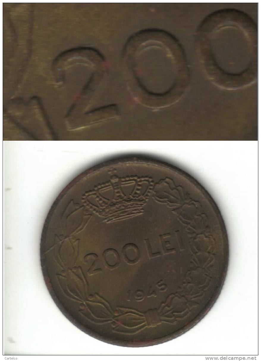 Mint Error Romania 200 Lei 1945 Double Die - Romania