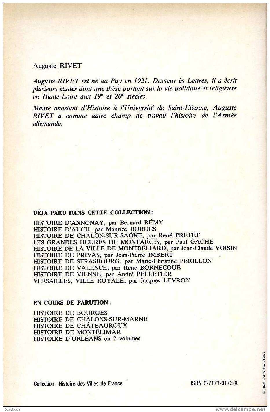 Histoire Du Puy Et De Ses Environs Par Auguste RIVET, Ed. Horvath, 1981, Haute-Loire - Auvergne