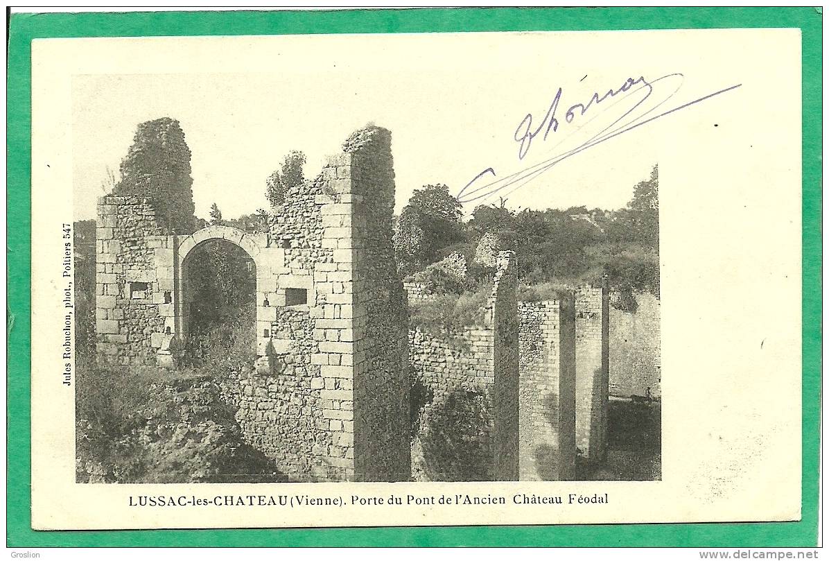 LUSSAC-LES-CHATEAU  PORTE DU PONT DE L'ANCIEN CHATEAU FEODAL - Lussac Les Chateaux