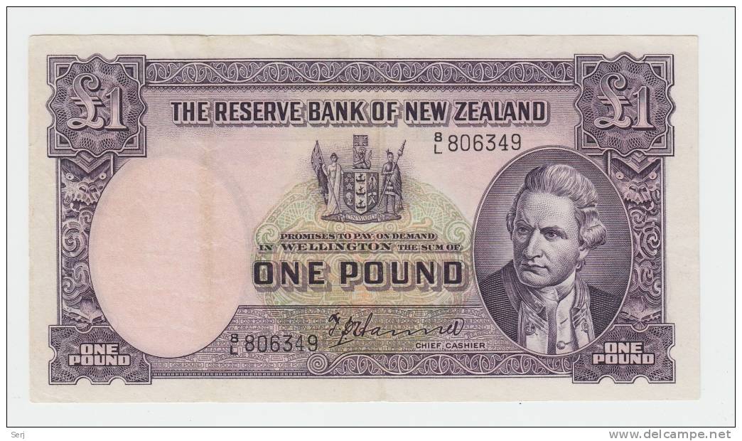 New Zealand 1 Pound 1940-55 VF++  Banknote P 159a 159 A (Hanna) - Nouvelle-Zélande