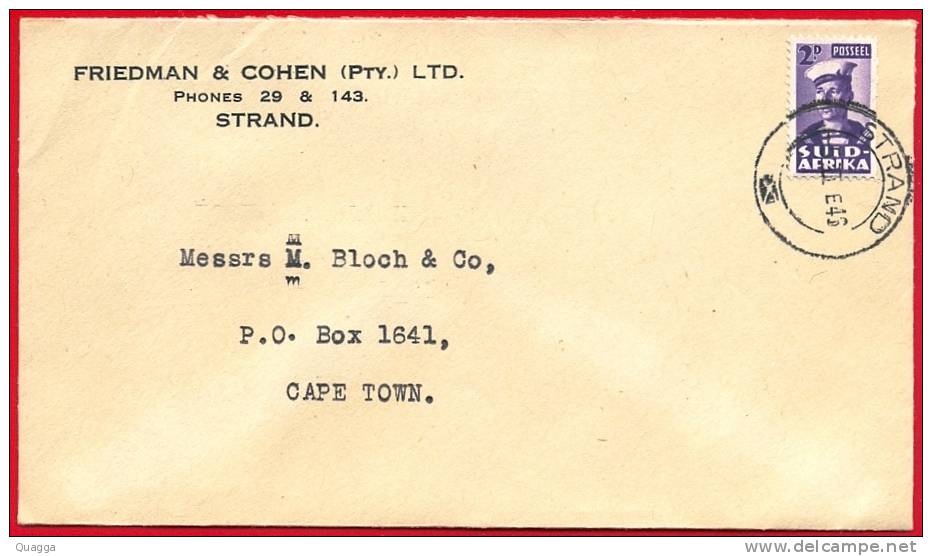 South Africa 1946. STRAND Postmarl/cancel. - Lettres & Documents