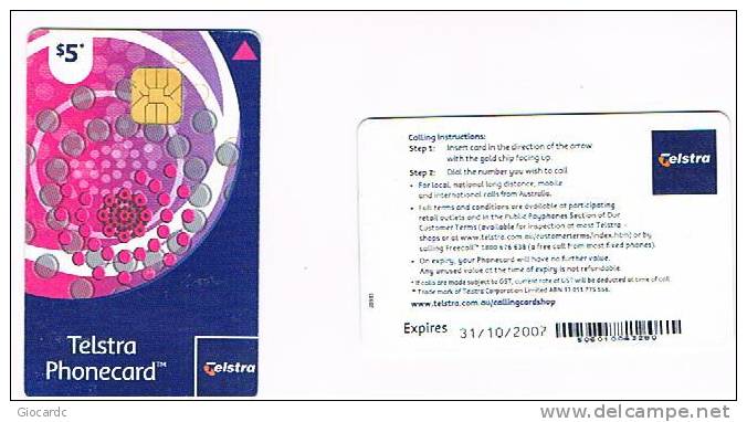 AUSTRALIA - TELSTRA    (CHIP) -  2004 HOT PINK CIRCLES  EXP. 10.2007   - USED  -  RIF. 3789 - Australie