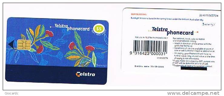 AUSTRALIA - TELSTRA    (CHIP) -  2001 GUM BLOSSOMS    EXP. 9.2004 CORRECTED        - USED  -  RIF. 3771 - Australia