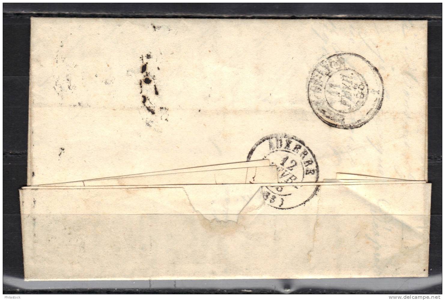 FRANCE N° 10 Obl.  S/lettre Entiére Superbe  Paris/Auxerre - 1852 Luis-Napoléon