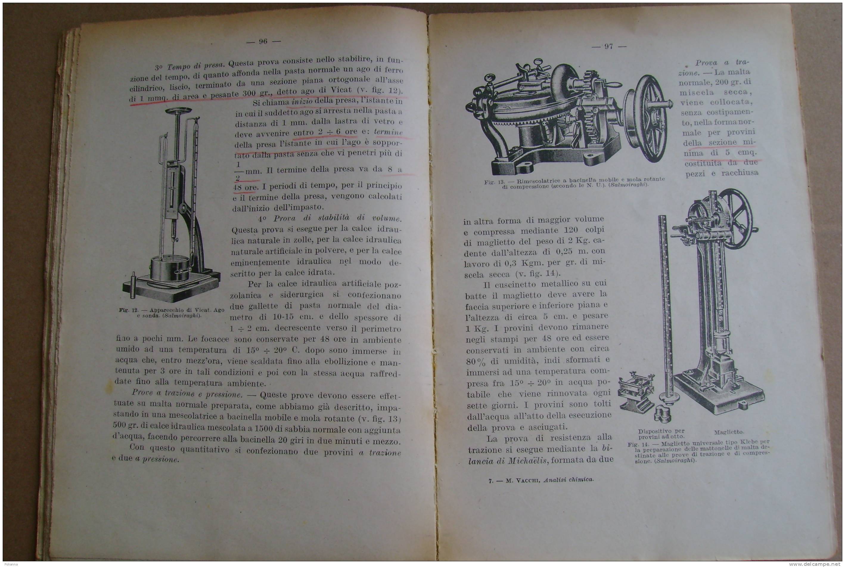 PAR/7 M.Vacchi ANALISI CHIMICA Paravia I Ed.1944/levigatore Di Schone/Calcimetro Dietrich-Fruhling - Medecine, Biology, Chemistry