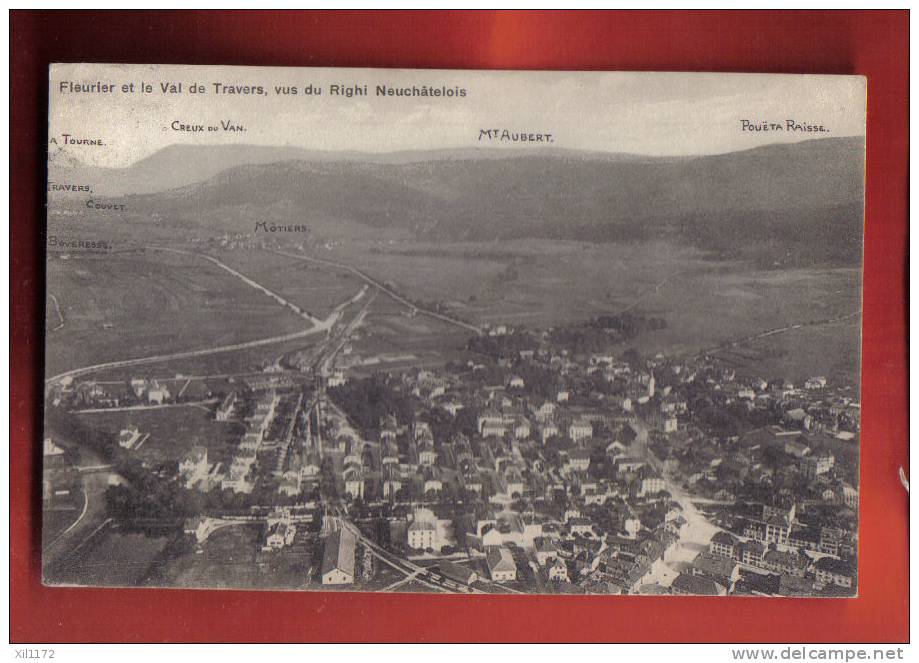 B070 Fleurier Et Val De Travers Vu Du Righi Neuchâtelois,Motiers,Couvet,Boveresse,Creux Du Van.CAchet 1920.Montandon - Fleurier