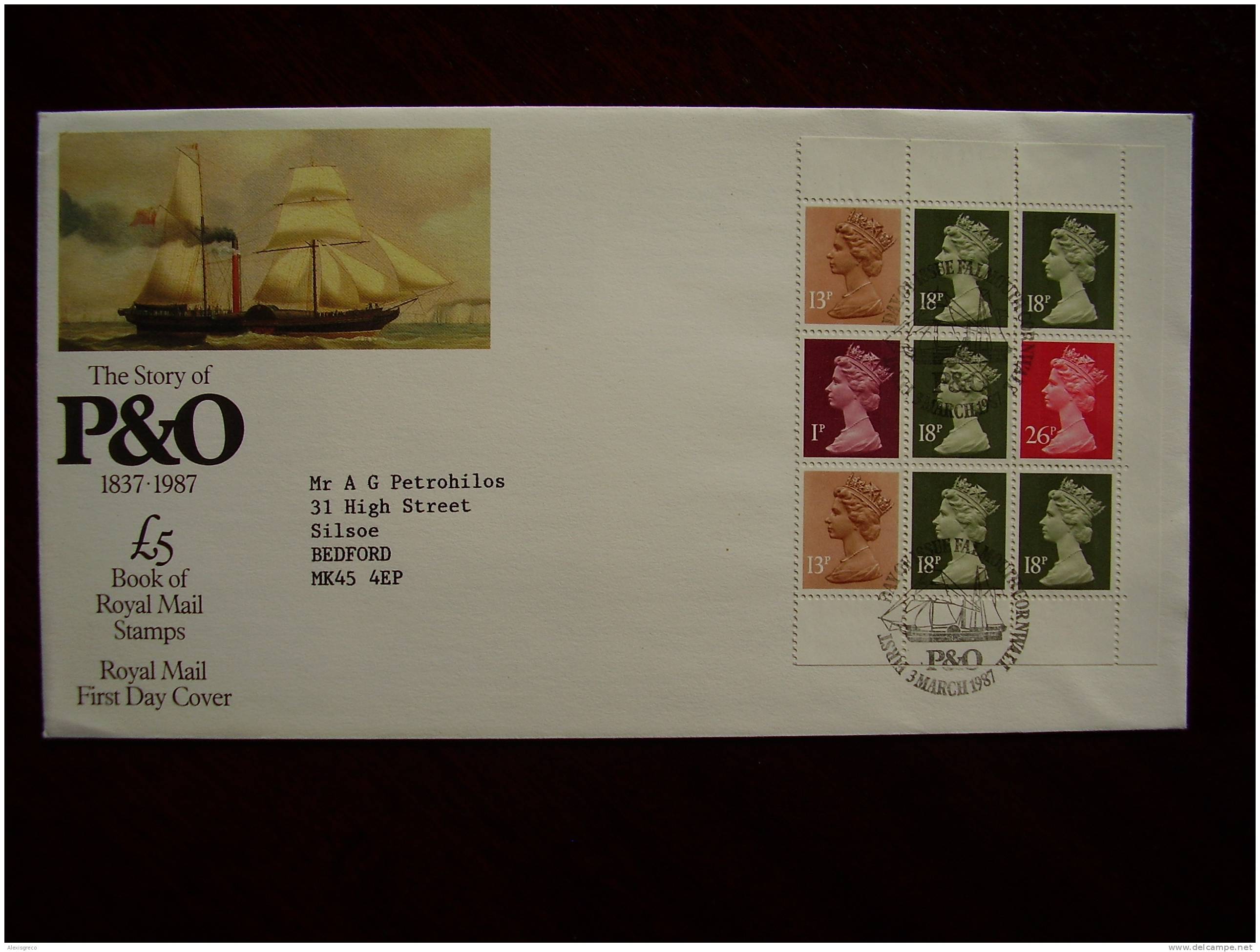 GREAT BRITAIN 1987 PRESTIGE BOOKLET ´The STORY Of P & O´  FDC With Pane X 847m. - 1981-1990 Decimal Issues