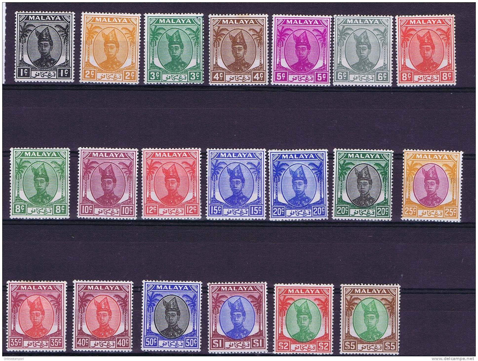 Malaya , Trengganu, 1949 Michel 54-68, Minus The 30 C Nr 68, Mint Hinged, Very Nice Set - Trengganu