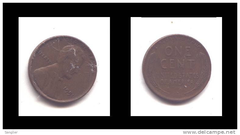 CENT 1951 - 1909-1958: Lincoln, Wheat Ears Reverse